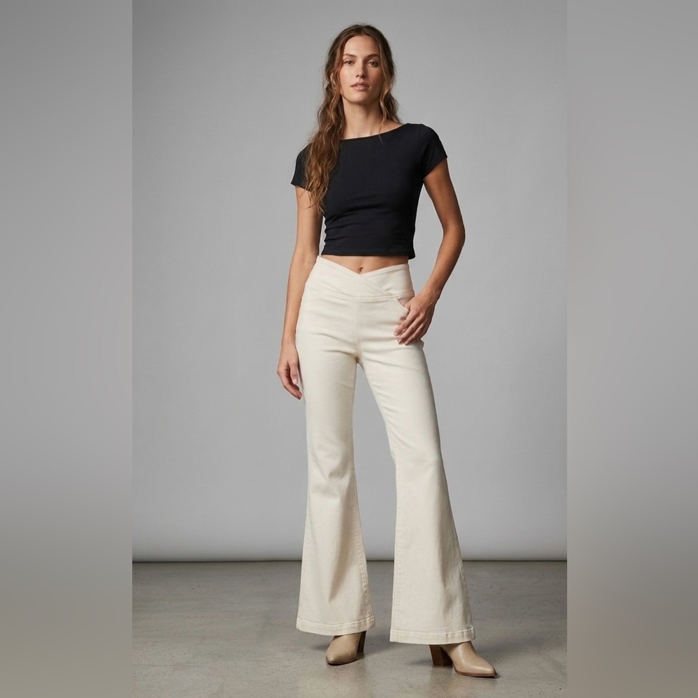 Free People We The‎ Free High-Rise Flare Pants - Cream Slim Fit pull on size 29